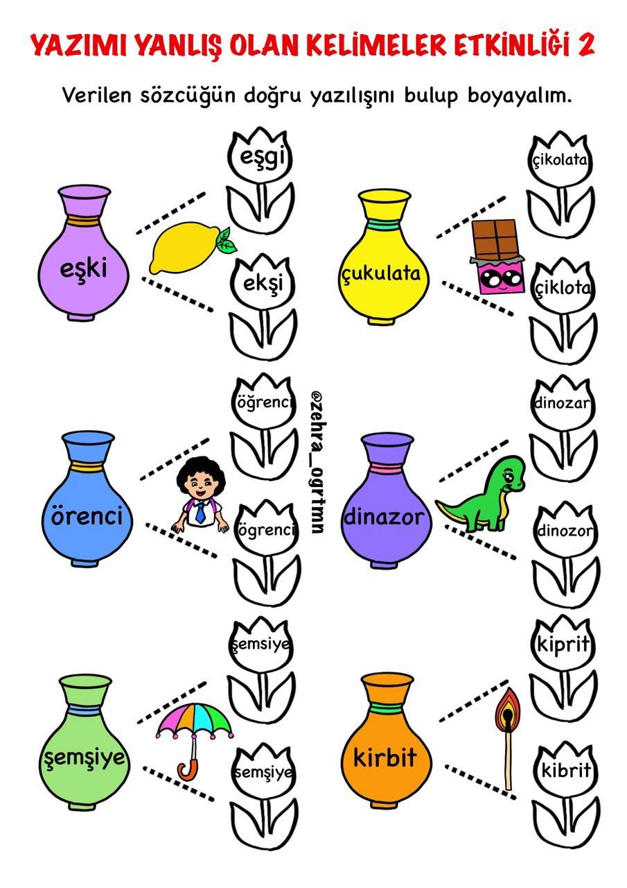 Yazımı Yanlış Olan Kelimeler Etkinliği 2