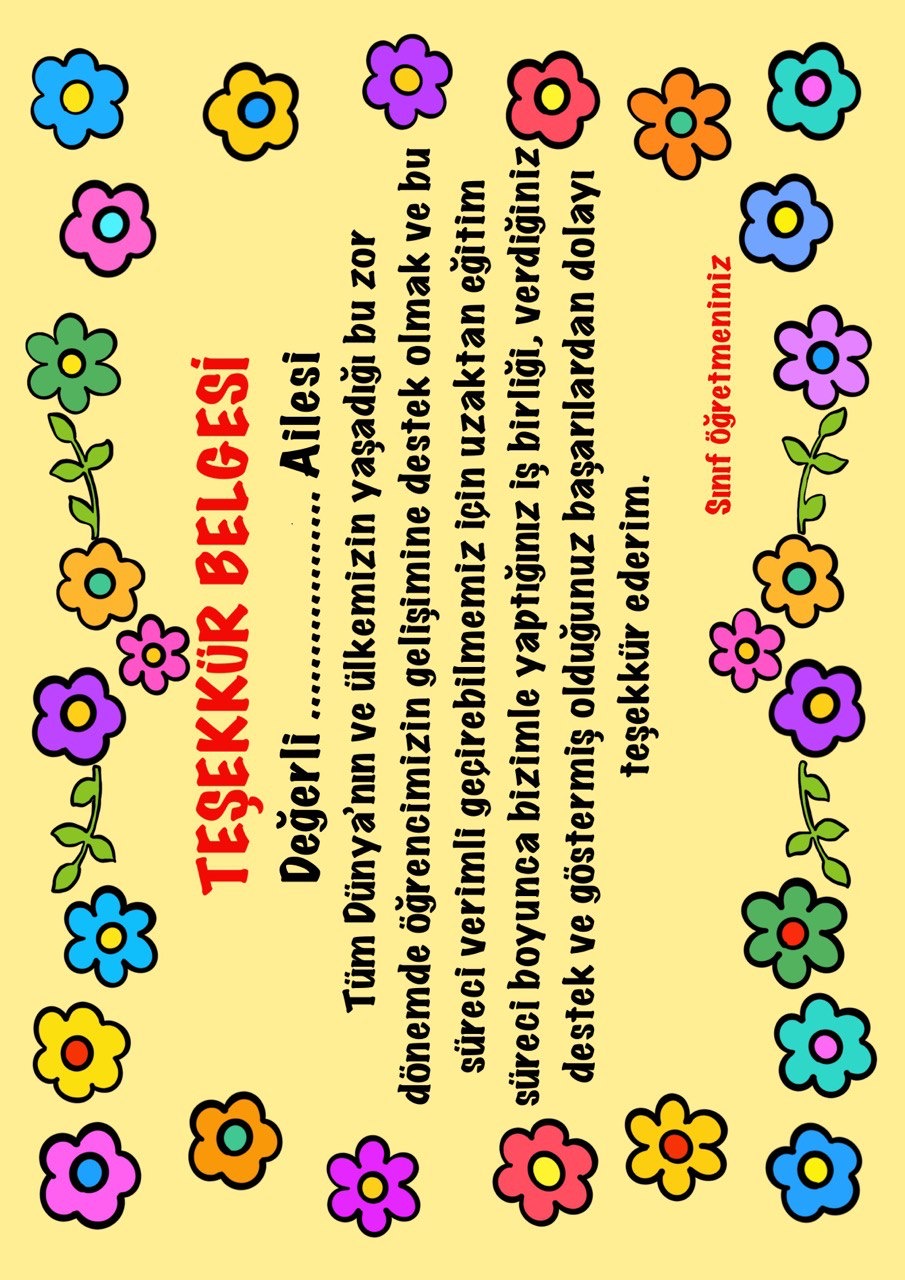 Veli Teşekkür Belgeleri ve Hediye Etiketleri