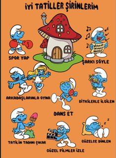 A4 Şirinler Karne Kılıfı ARKA KAPAK RENKLİ RENKSİZ