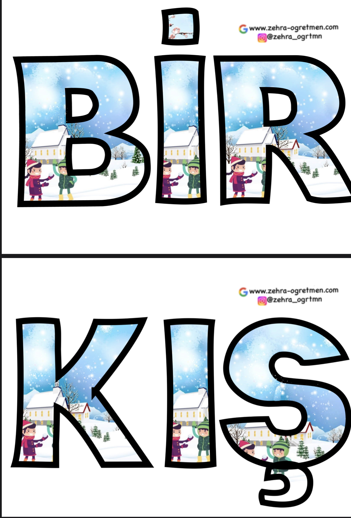 Bir Kış Masalı Pano Yazısı Küçük Boy