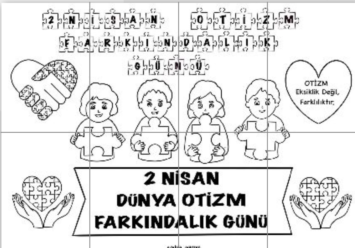 8 A4 Otizm Farkındalık Günü GRUP BOYAMA ÇALIŞMASI