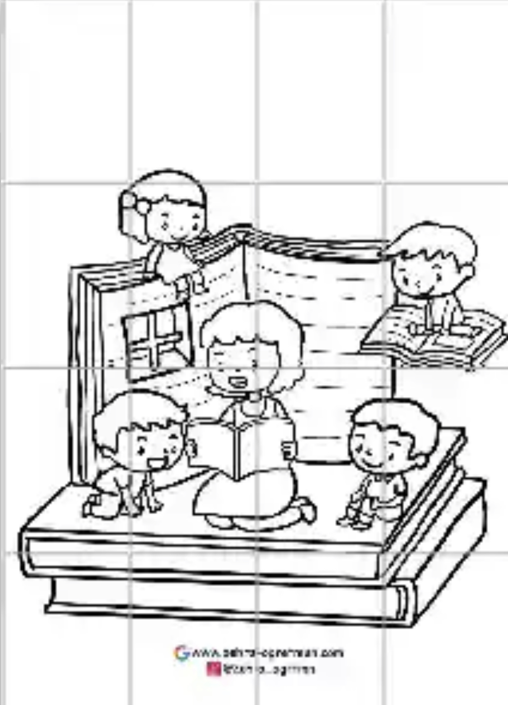 16 A4 Çocuklara Kitap Okuyan Kadın Öğretmen RENKSİZ