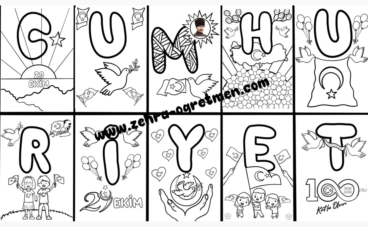 Cumhuriyet Boyama Sayfaları ( RENKSİZ)