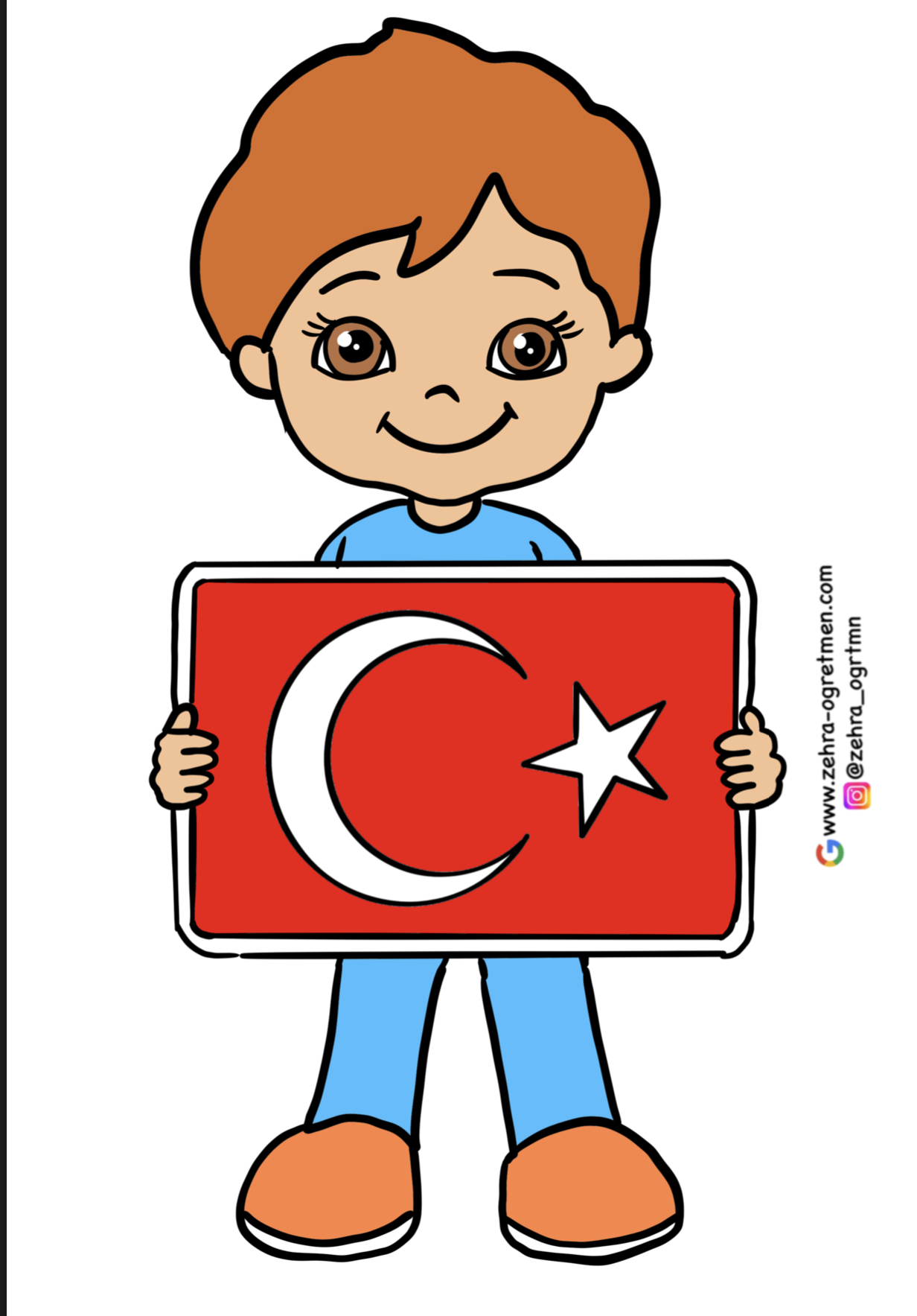 Bayrak Tutan Çocuklar RENKLİ RENKSİZ Pano 1