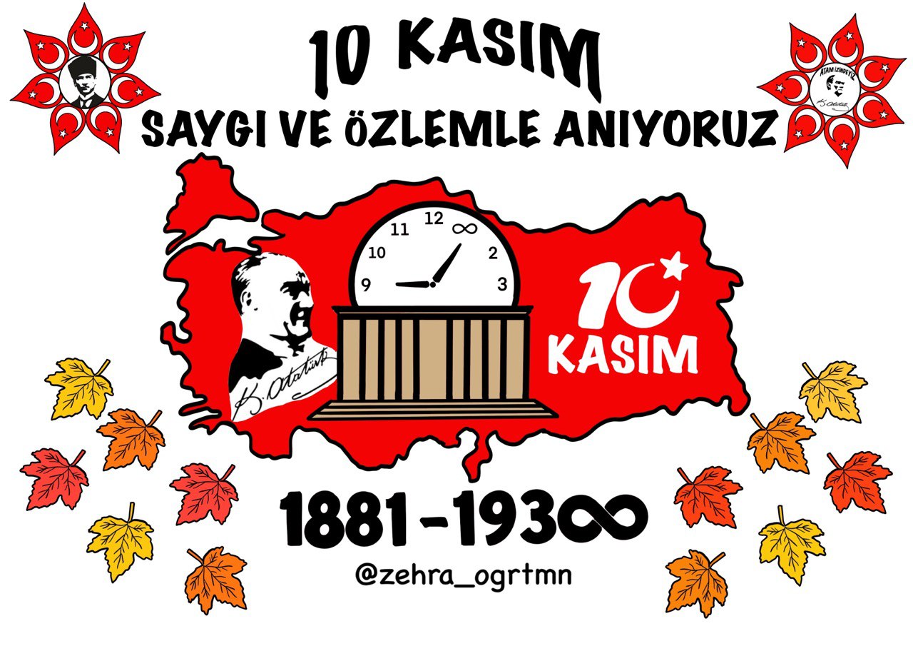 10 Kasım Pano Etkinliği 2 ( Türkiye Haritalı A4 Boyutu - Yapraklar-Yazı Şablonları )
