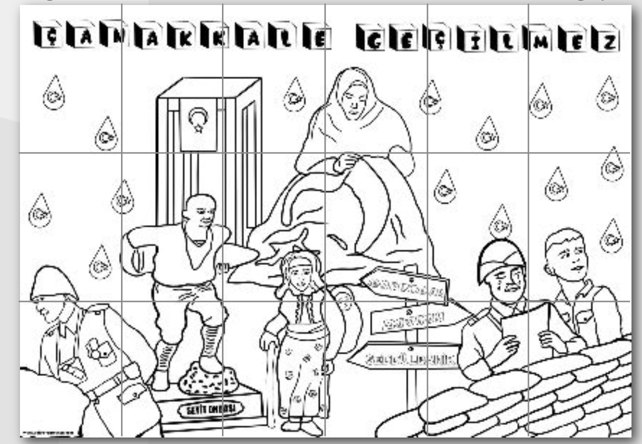 18 A4 Çanakkale Zaferi Panosu Grup Boyama ( Güncel)