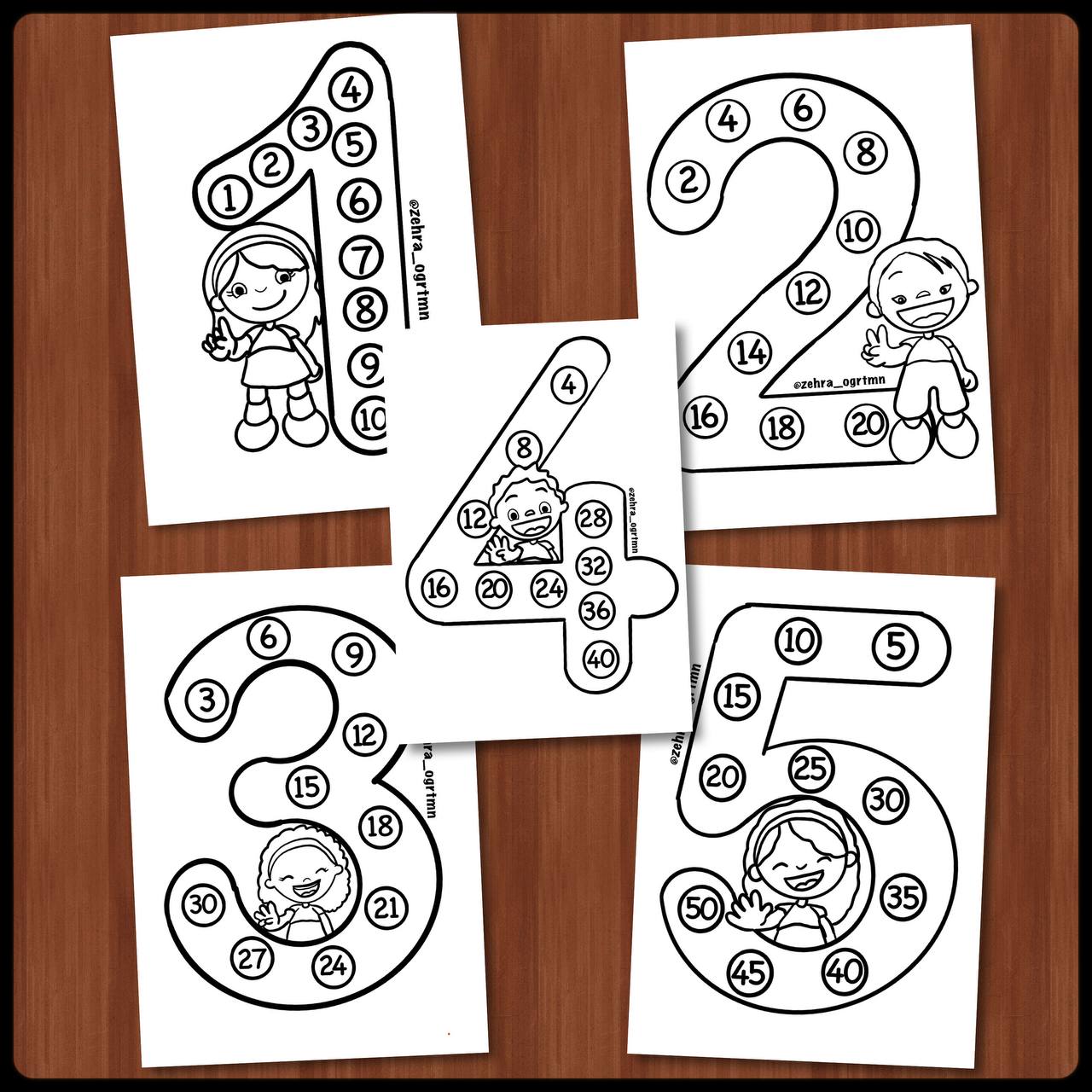 1-2-3-4-5 Ritmik Sayma Pano Etkinliği    (Parçalı A4) Renksiz