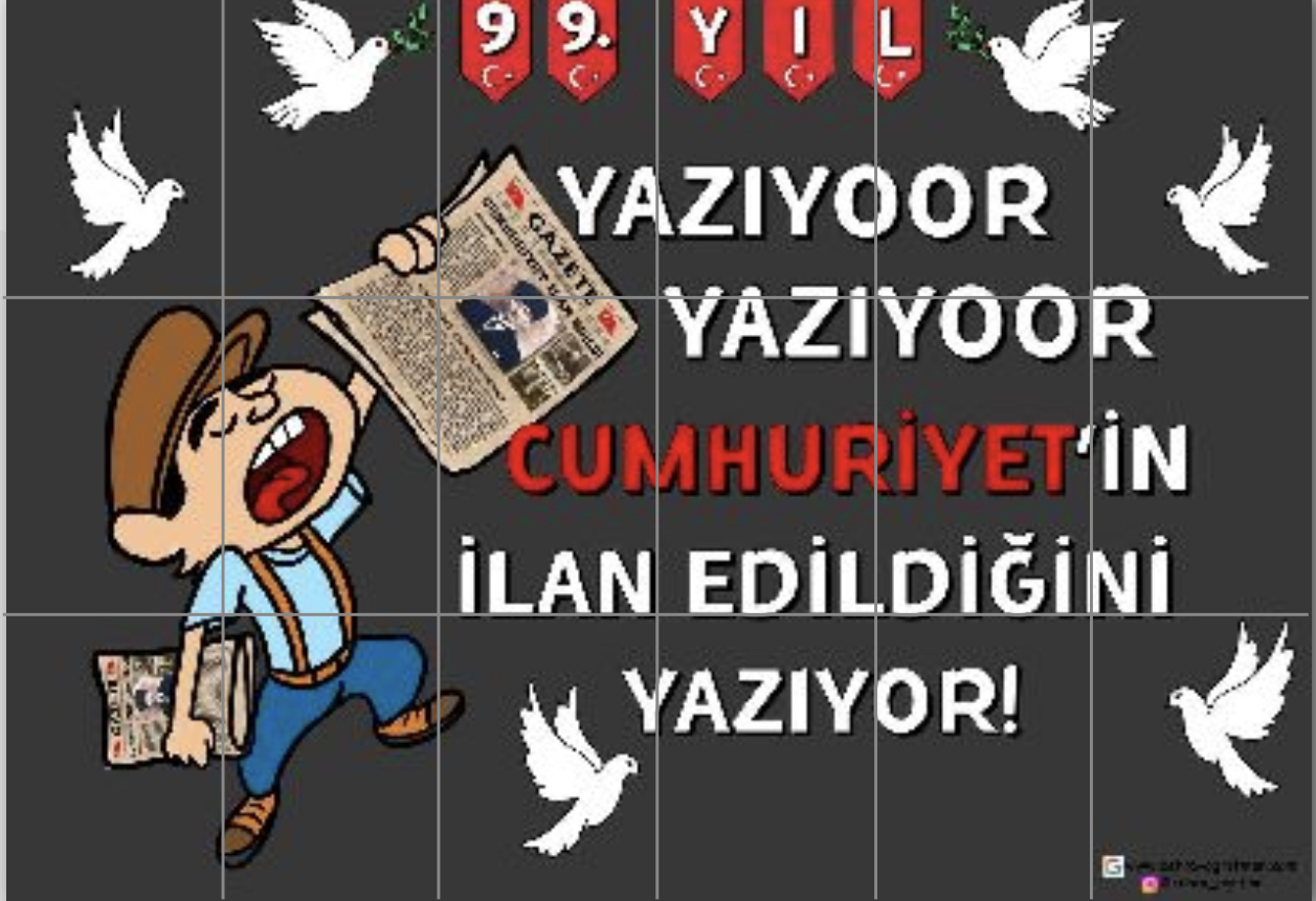 18 A4 RENKLİ Yazıyor Yazıyor Cumhuriyetin İlan Edildiğini Yazıyor