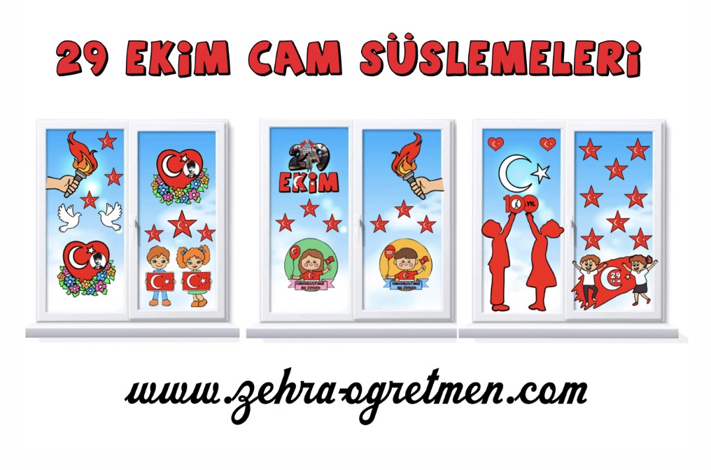 29 Ekim Cam Süslemeleri 100. Yıl 2 A4 ( RENKLİ RENKSİZ)