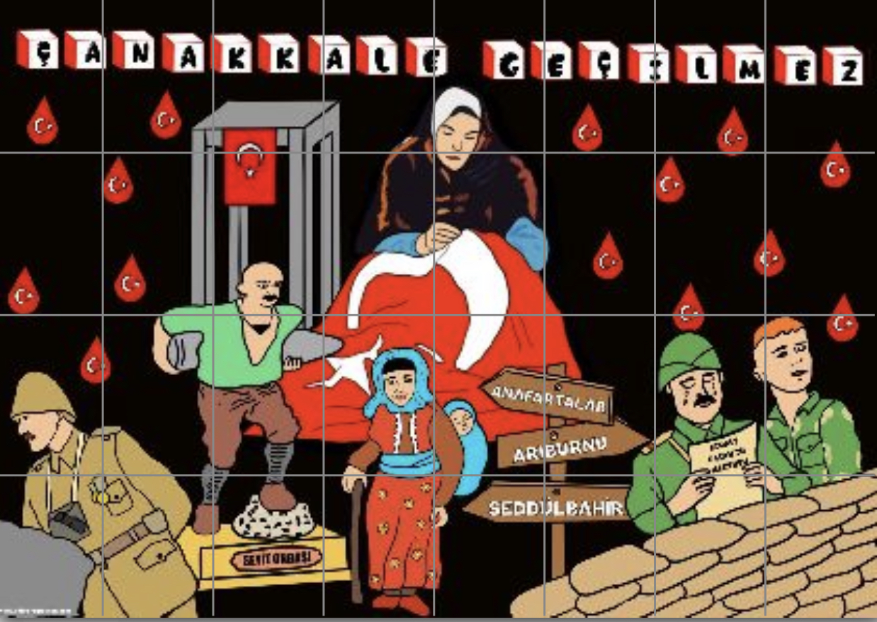 32 A4 Siyah Arka Planlı Çanakkale Zaferi Panosu