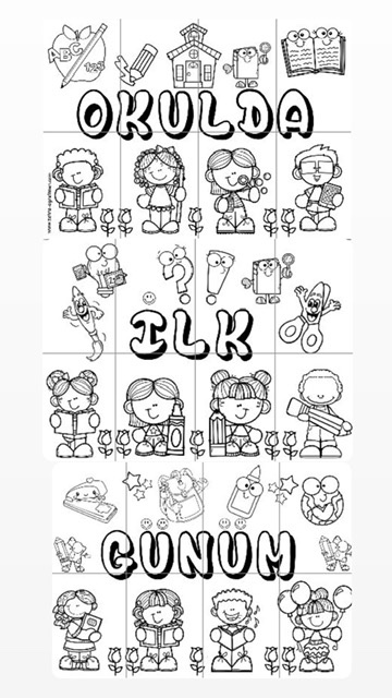 Okulda İlk Günüm 24 Sayfa Grup Boyama Çalışması