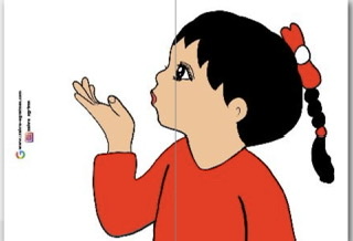 ( 2A4) 23 Nisan Baloncuk Üfleyen Kız 2 RENKLİ RENKSİZ