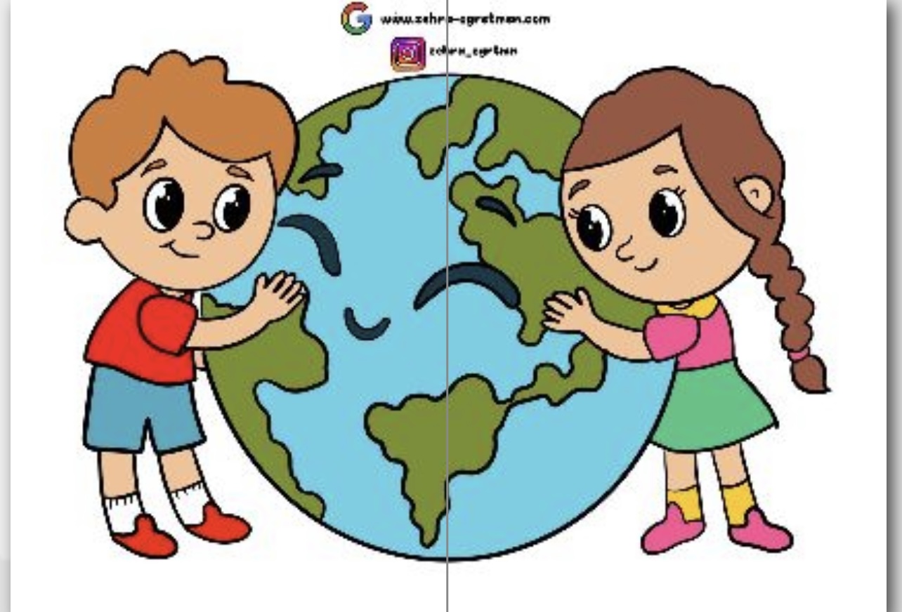 1.Konu ( Dünya ve Evren) Çocuklar ve Dünya Görseli (2 A4 RENKLİ)