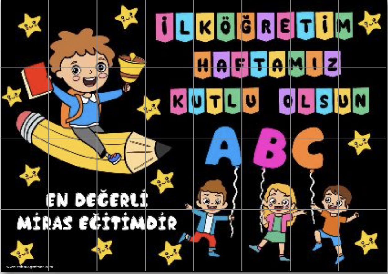 32 A4 İlköğretim Haftası Pano Siyah Arka Planlı