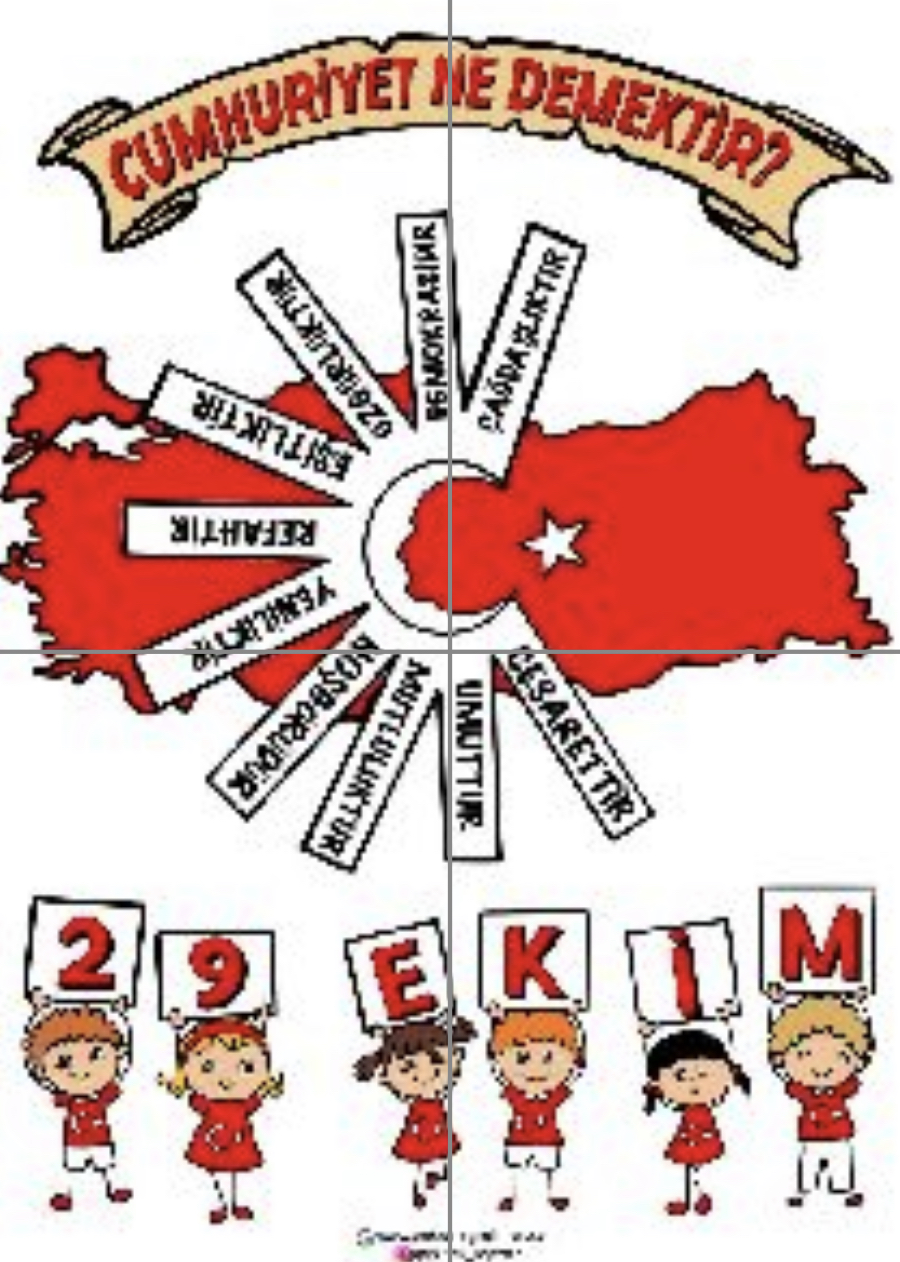 4 A4 RENKLİ Cumhuriyet Ne Demektir Panosu