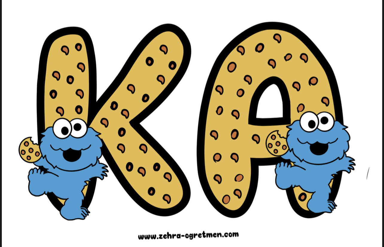 Kurabiye Canavarı Karne Hatırası Yazı Şablonu RENKLİ