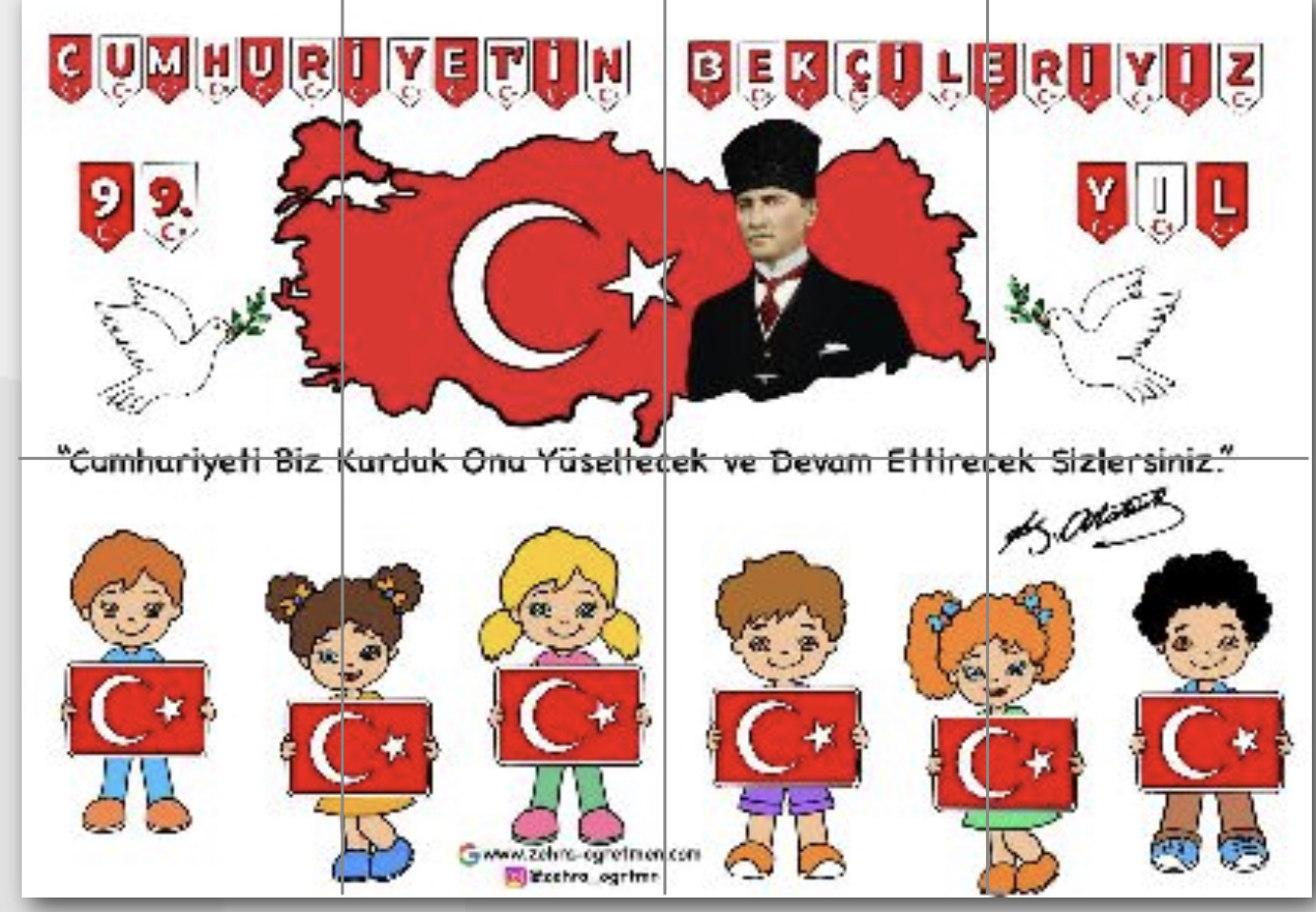 8 A4 RENKLİ Atatürk Haritalı Pano