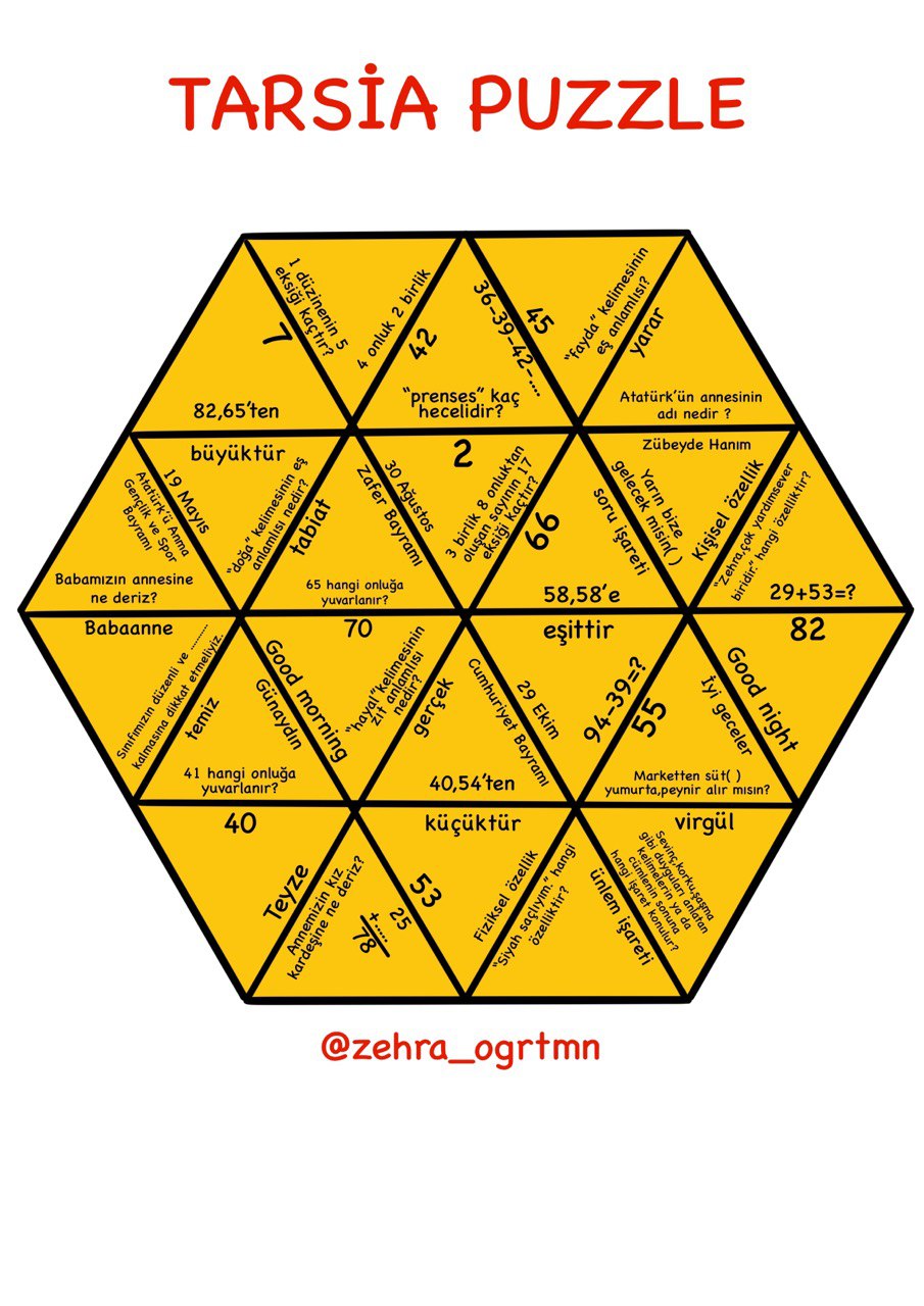 Tarsia Puzzle Genel Tekrar Etkinliği