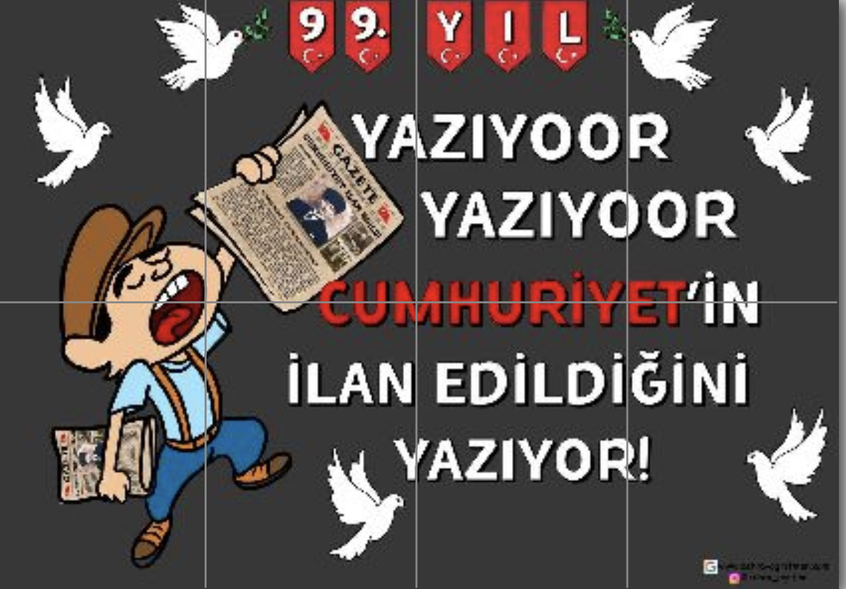8 A4 RENKLİ Yazıyor Yazıyor Cumhuriyetin İlan Edildiğini Yazıyor