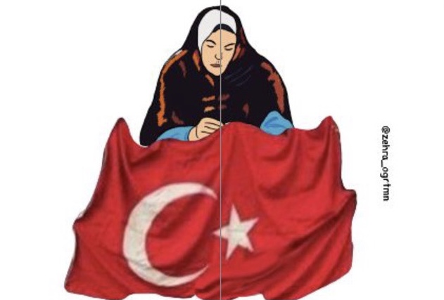 (2 A4) Bayrak Diken Kadın ( Bayrak Var )