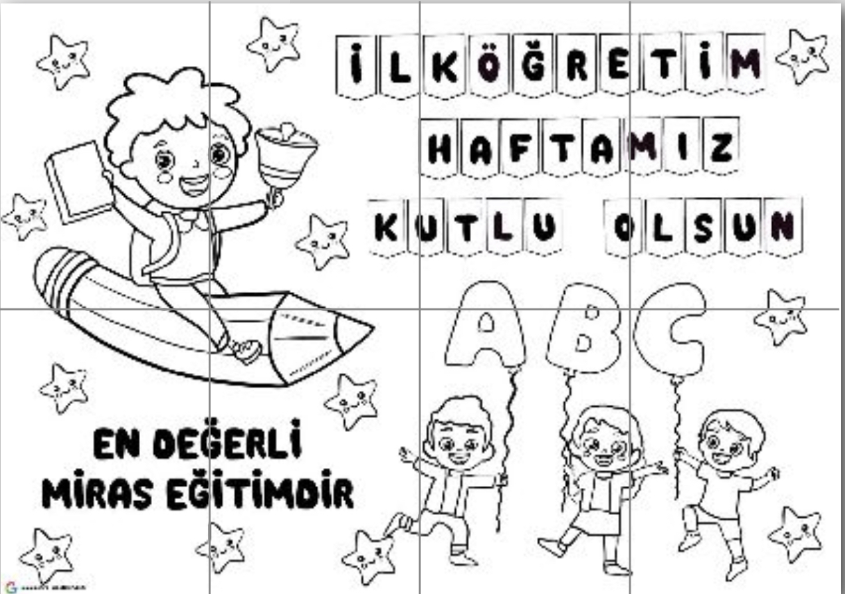 8 A4 İlköğretim Haftası Pano ( Grup Boyama Çalışması)