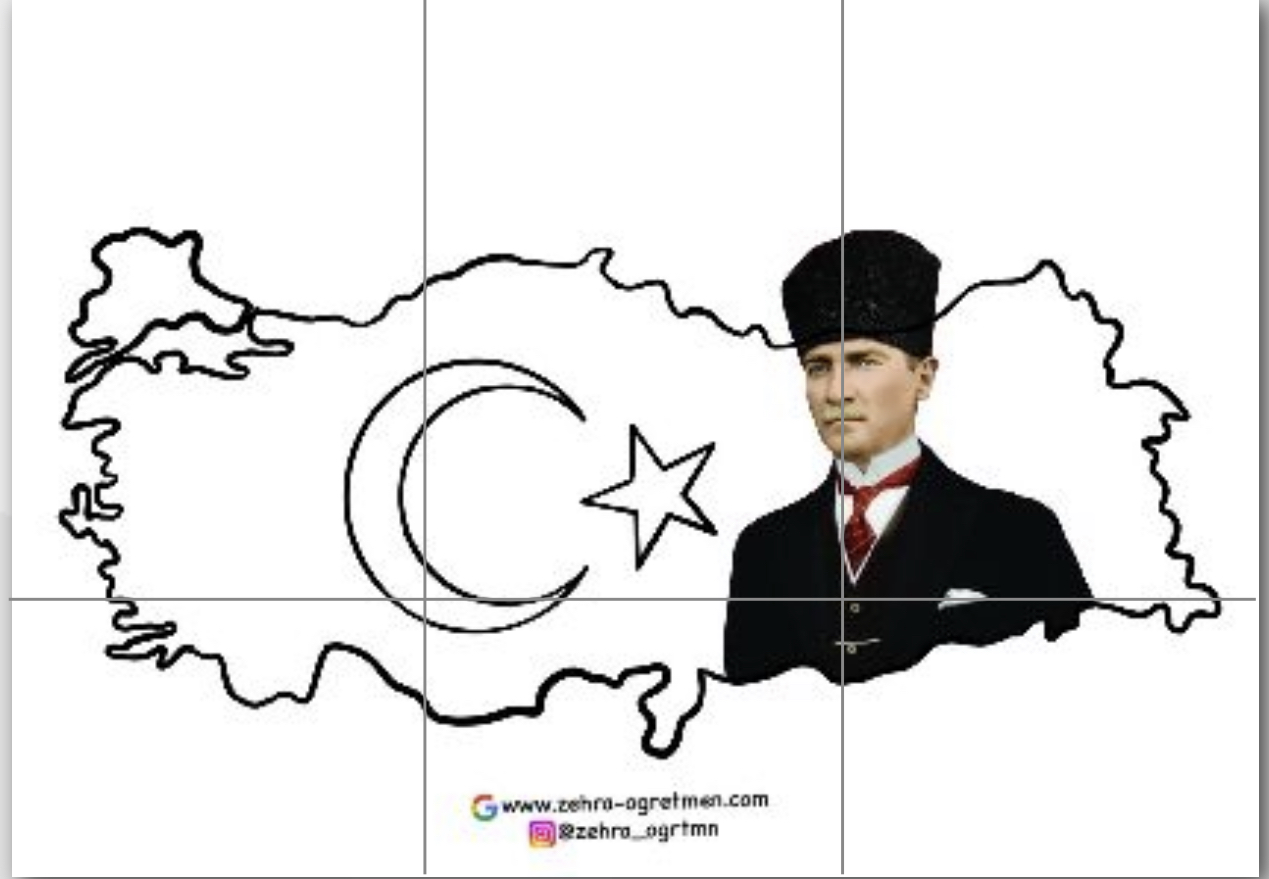 8 A4 Atatürk’lü Türkiye Haritası RENKSİZ