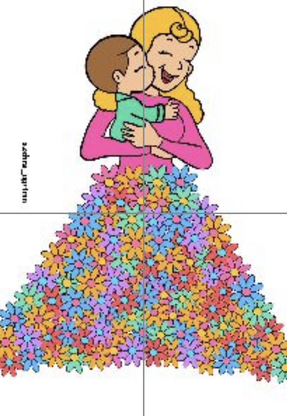 4 A4 Çiçekli Kadın Anneler Günü Renkli