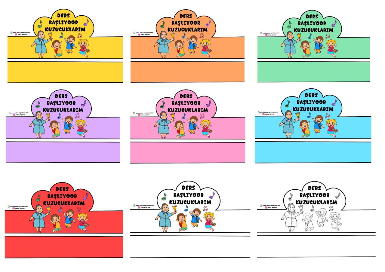 Ders Başlıyor Kuzucuklarım Tacı RENKLİ RENKSİZ