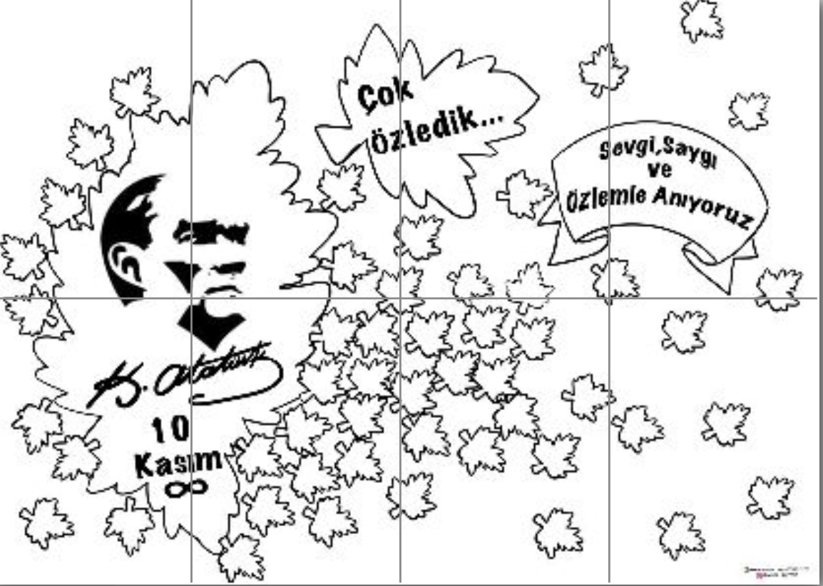 10 Kasım Pano 3 Grup Boyama Etkinliği ( 8 A4)