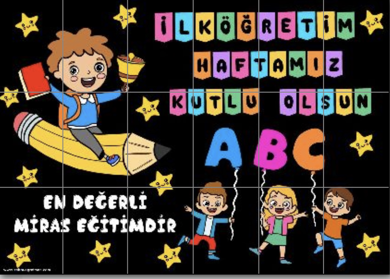 18 A4 İlköğretim Haftası Pano Siyah Arka Planlı