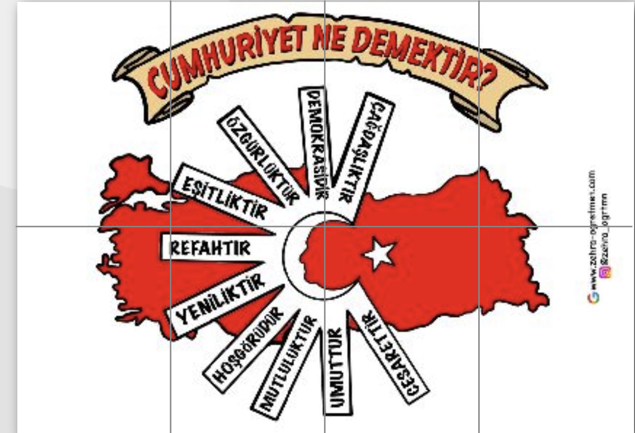 8 A4 CUMHURİYET NE DEMEKTİR RENKLİ ( Siyah Yazılı)
