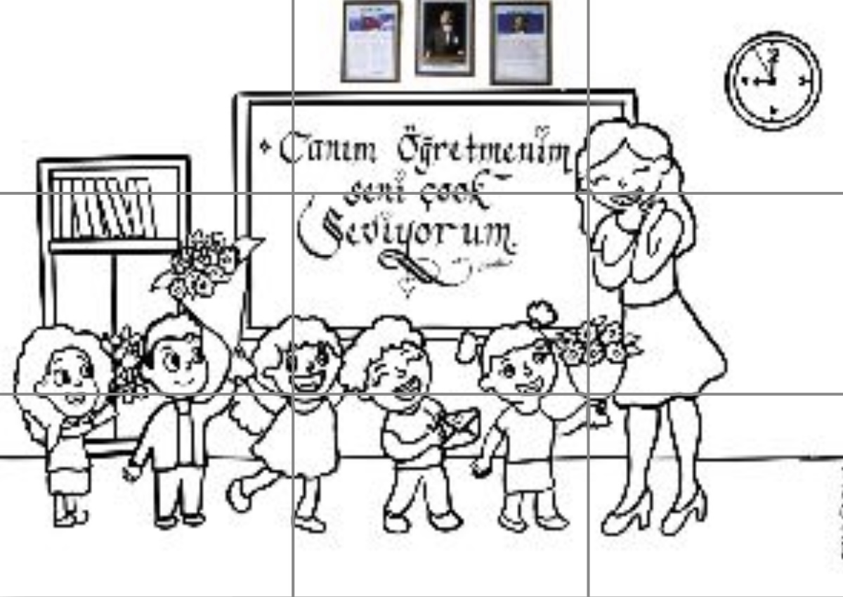 (9 a4) Bayan Öğretmen Öğretmenler Günü Boyama Çalışması