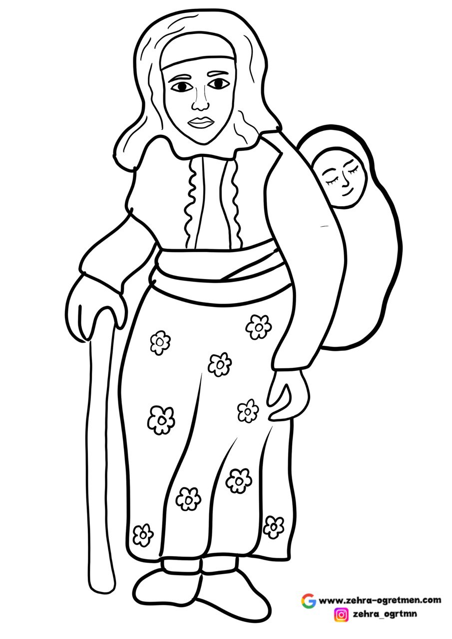 9 A4 Sırtında Bebek Taşıyan Kadın RENKSİZ