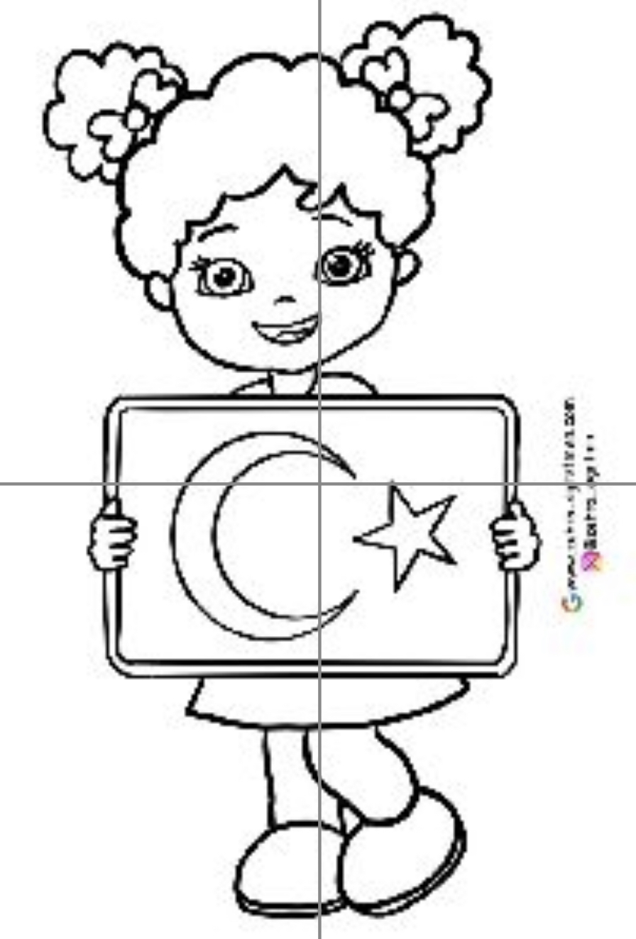 4 A4 Bayrak Tutan Çocuklar RENKSİZ Pano1