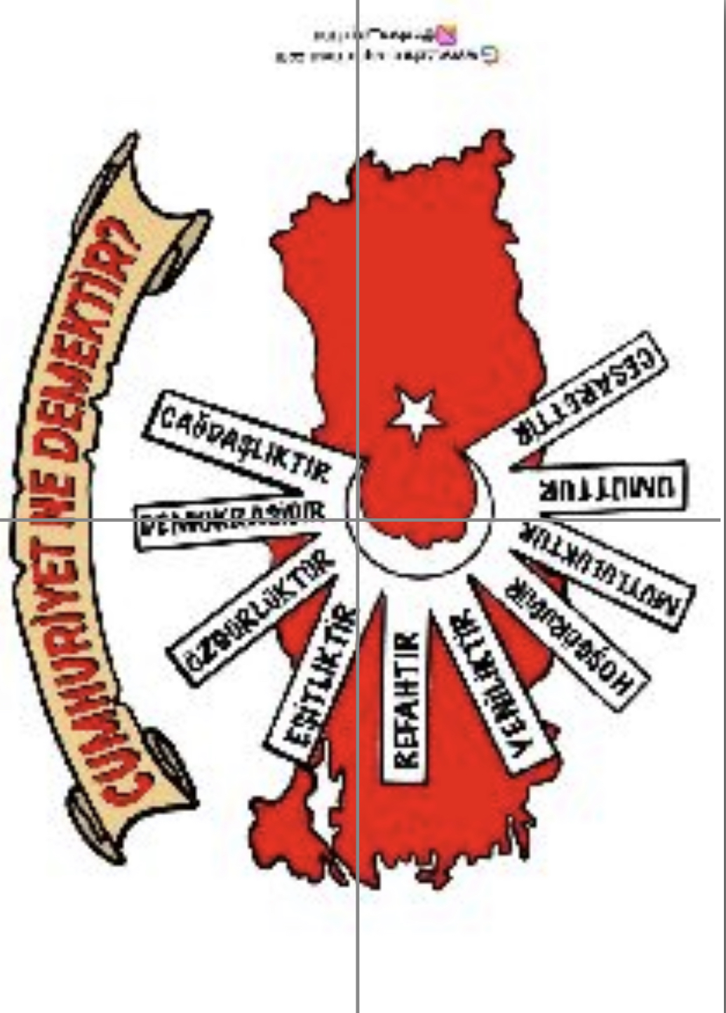 4 A4 CUMHURİYET NE DEMEKTİR RENKLİ ( Siyah Yazılı)
