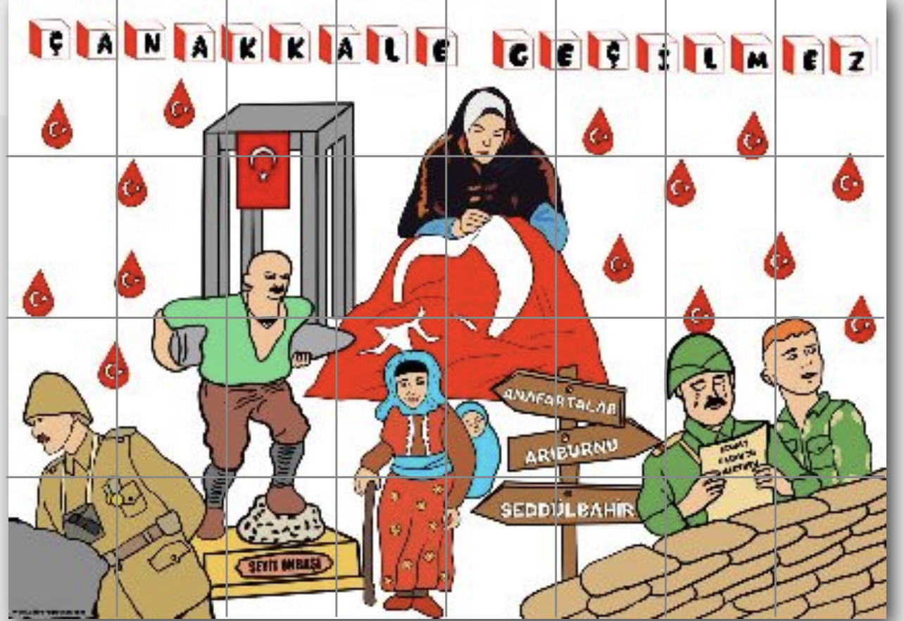 32 A4 Beyaz Arka Planlı Çanakkale Zaferi Panosu