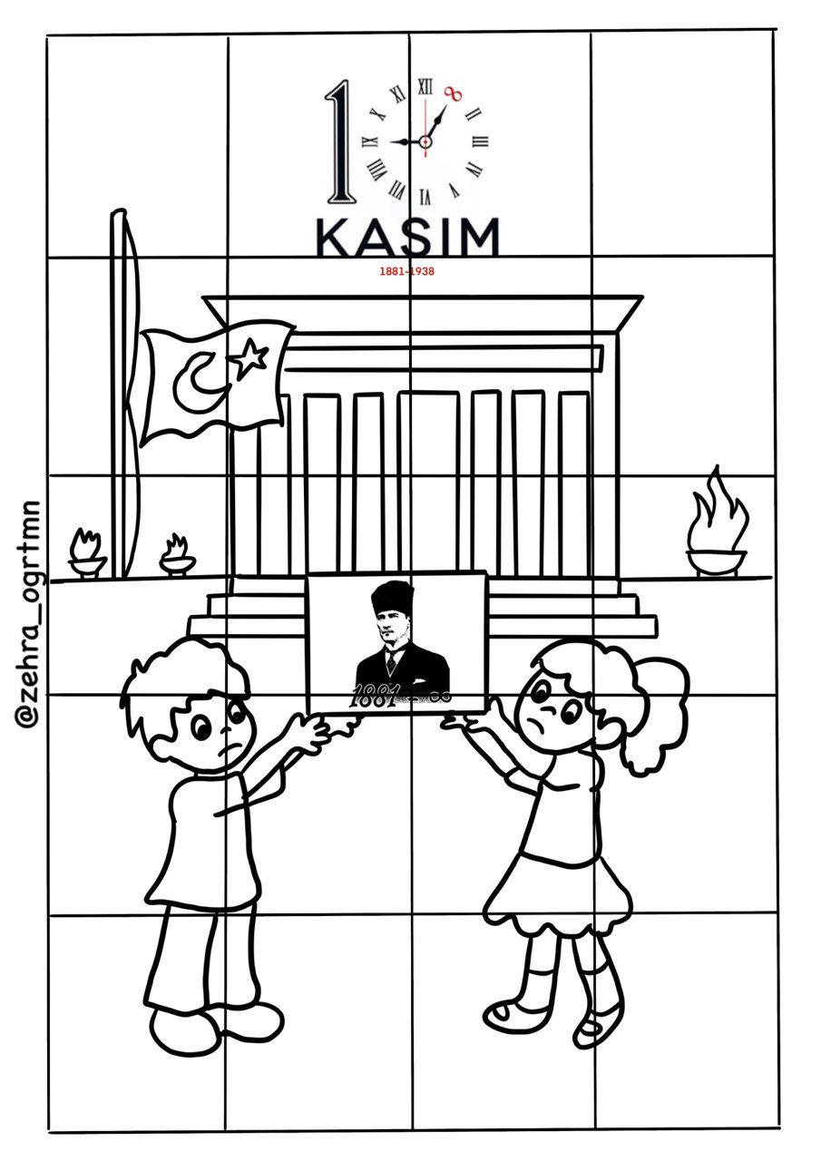 10 Kasım Genel Tekrar Etkinliği Kes Yapıştır Boya