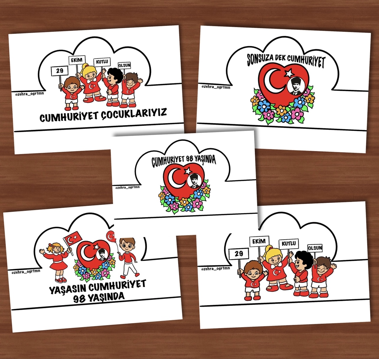 29 Ekim Cumhuriyet Bayramı Taçları ve Elde Tutmalık Kart