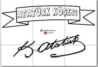 6 A4 Atatürk Köşesi Yazısı ve Atatürk İmzası RENKSİZ