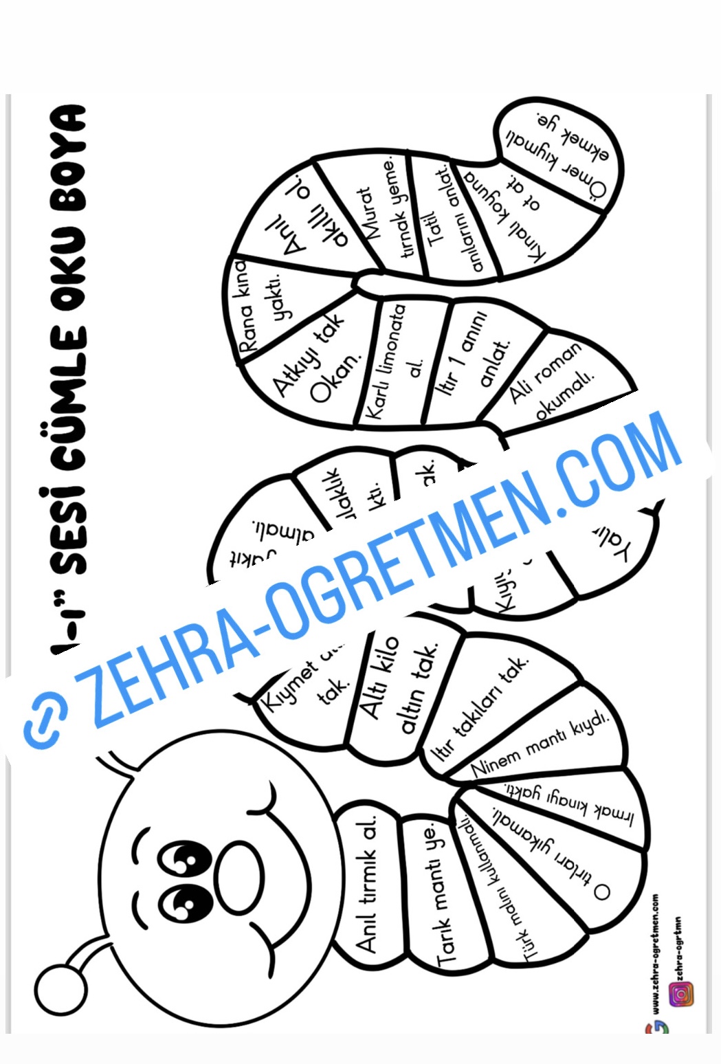 I Sesi Tırtıl Cümle Oku Boya Etkinliği