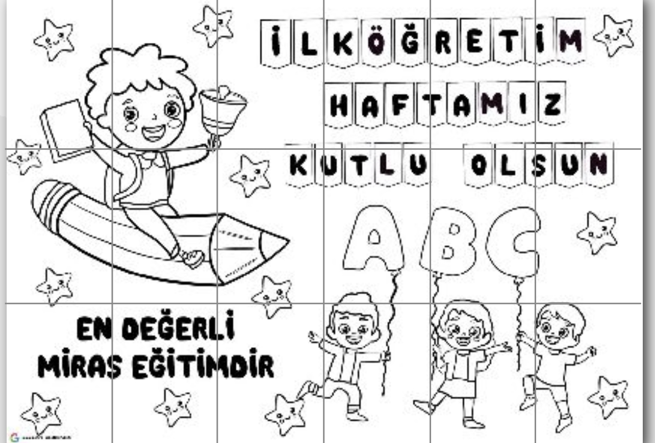 18 A4 İlköğretim Haftası Pano ( Grup Boyama Çalışması)