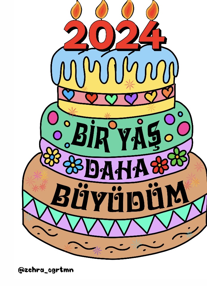A4 Bir Yaş Daha Büyüdüm Pastası