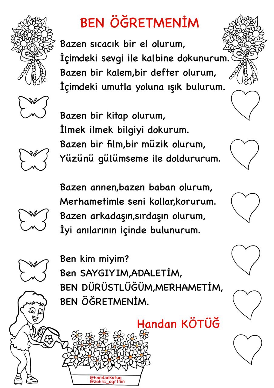 Ben Öğretmenim Şiiri ve Şablonları