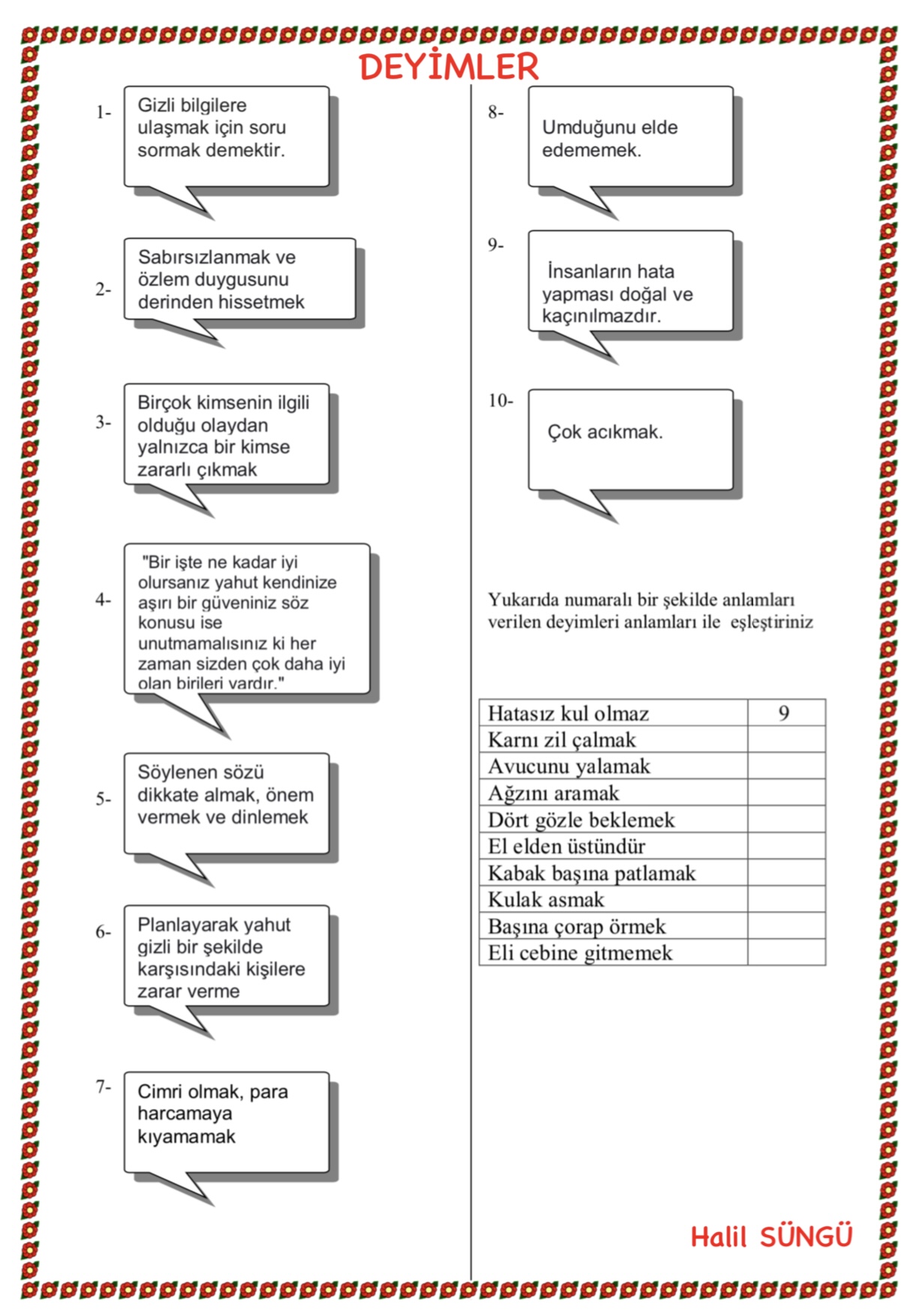 Yazım Yanlışları ve Deyimler Testi