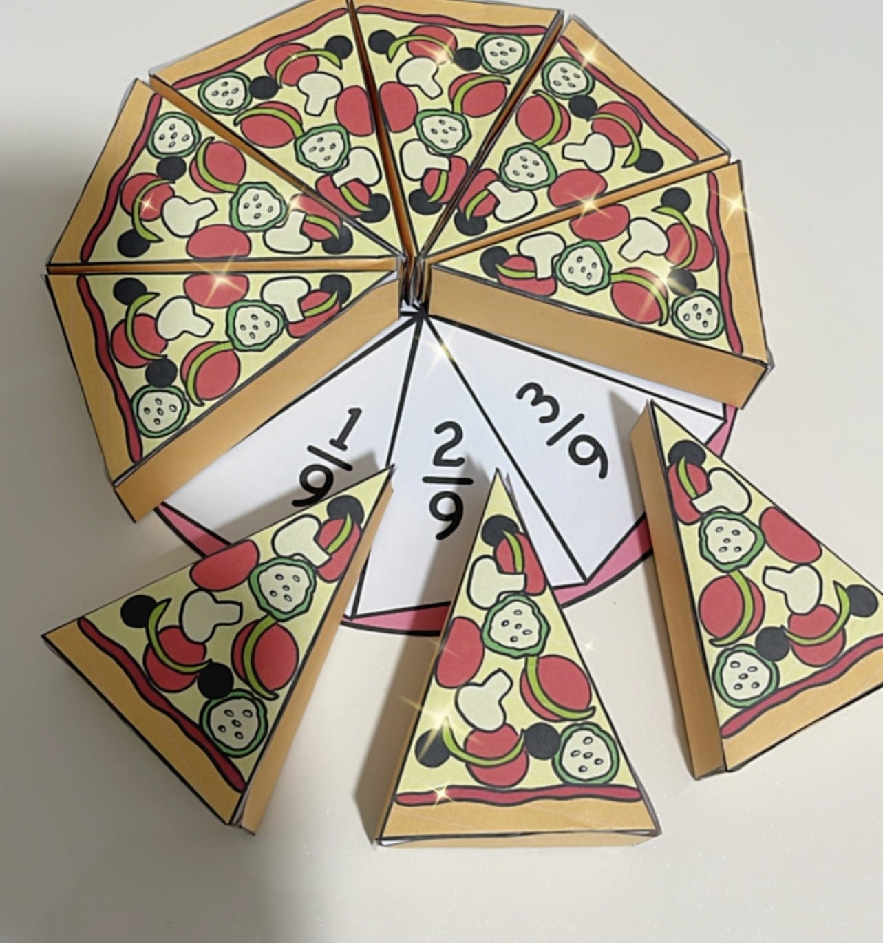 Kesirler Pizza Materyali RENKLİ RENKSİZ