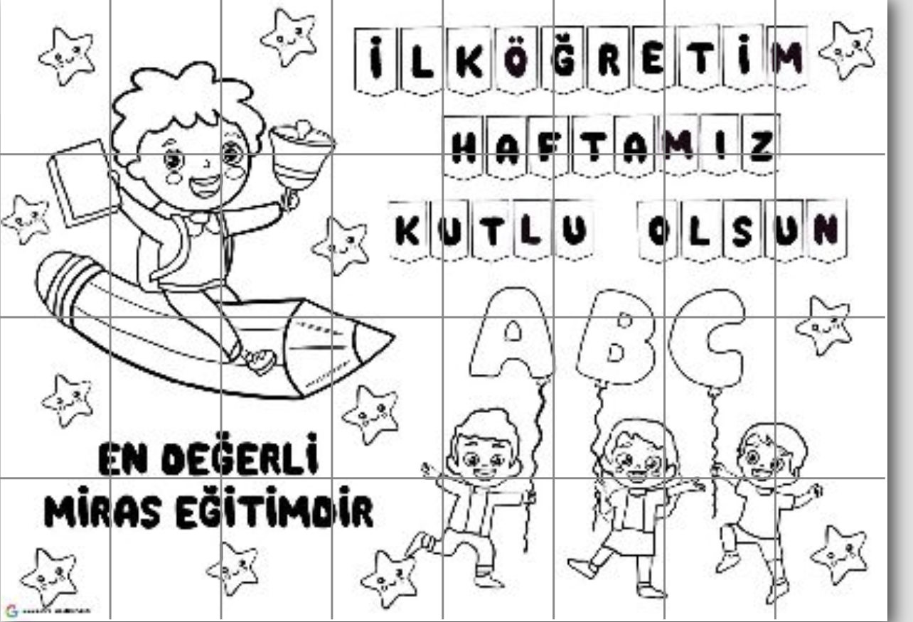 32 A4 İlköğretim Haftası Pano ( Grup Boyama Çalışması)