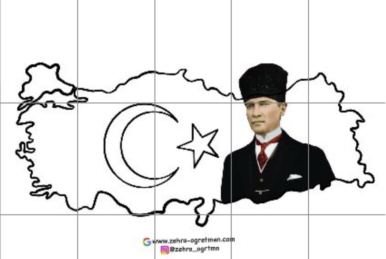 15 A4 Atatürk’lü Türkiye Haritası RENKSİZ