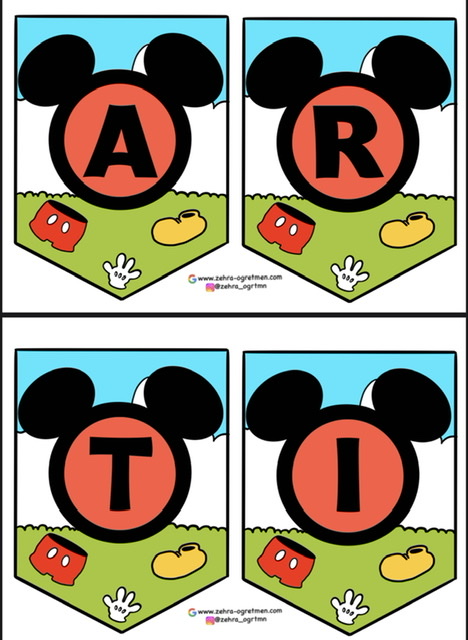 Artık Okuyor Yazıyor ( Mickeyli RENKLİ RENKSİZ)