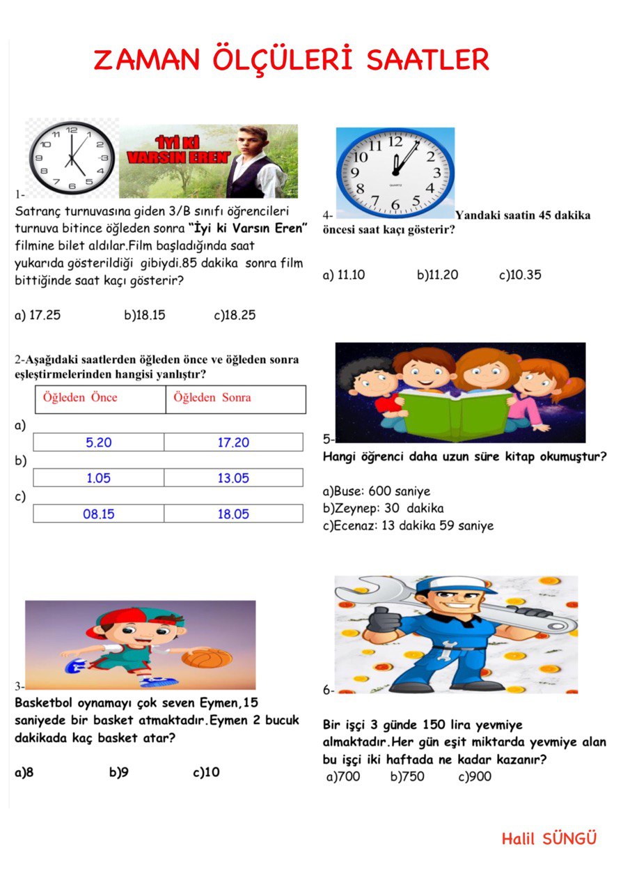 Zaman Ölçüleri Saatler