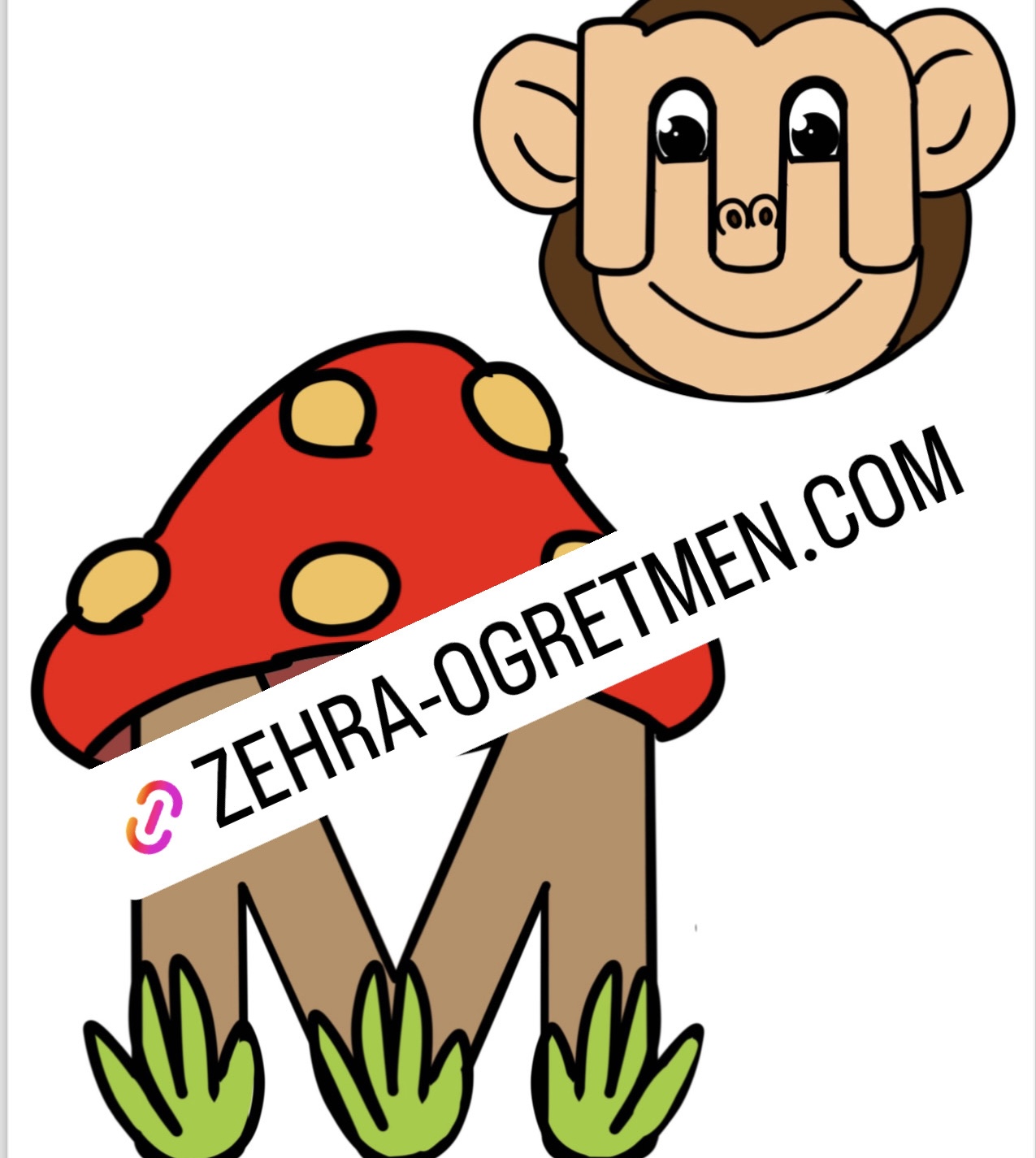 M Sesi İnteraktif Defter Etkinliği  ( Mantar ve Maymun )